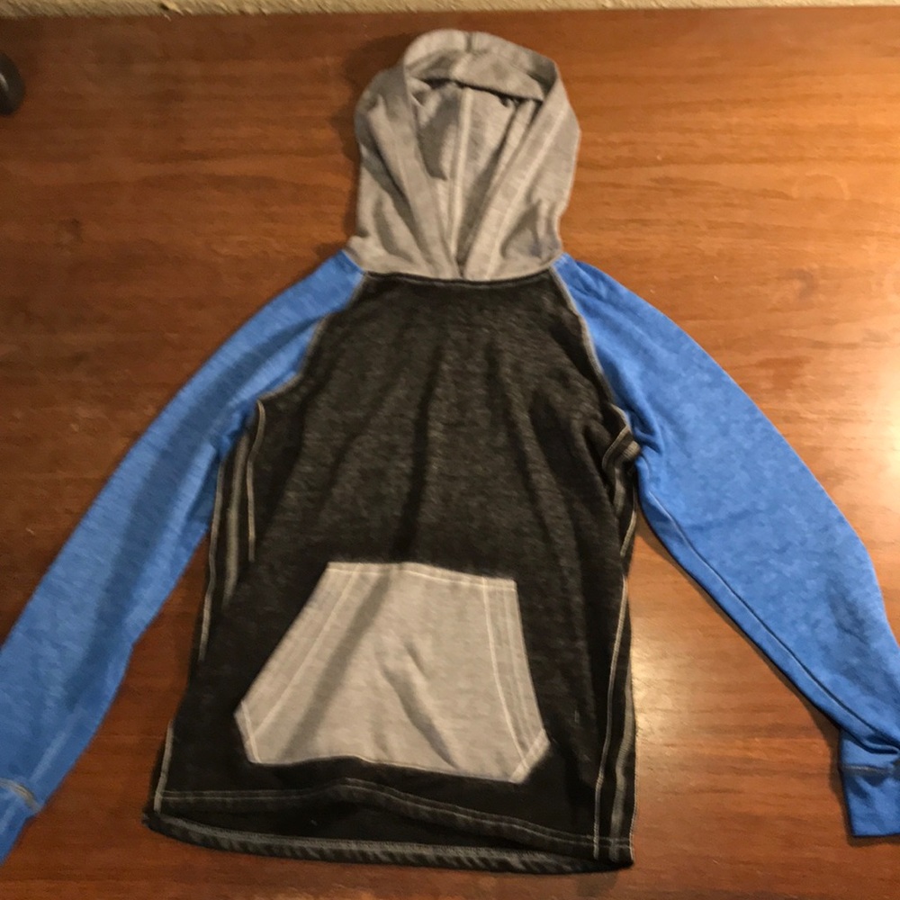 A blue and black sweatshirt